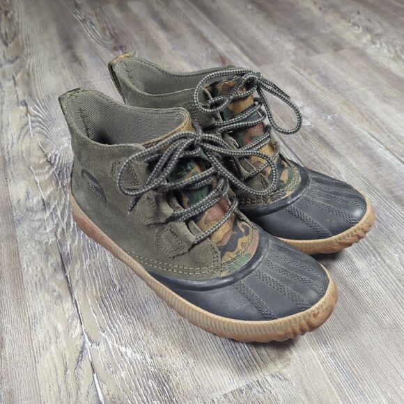 Sorel Women Out N About Plus Ankle Duck Boots Alpine Tundra Suede Size 6 Green - Picture 1 of 13